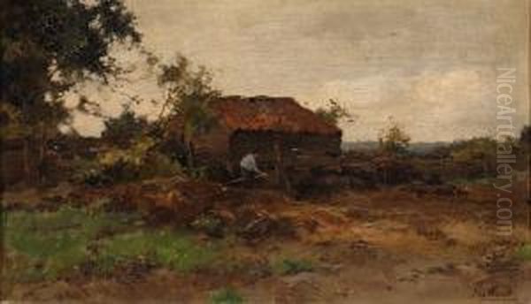 Landscape With Shed Oil Painting by Chris Van Der Windt