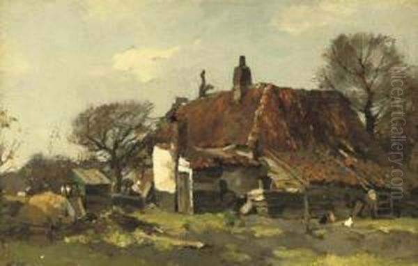 By The Farmhouse Oil Painting by Chris Van Der Windt