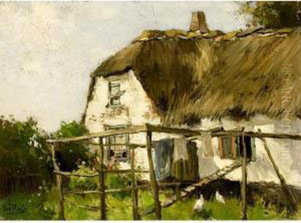 A Farmhouse In Summer Time Oil Painting by Chris Van Der Windt