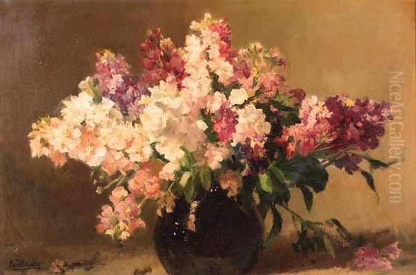 Sweet William In A Vase Oil Painting by Chris Van Der Windt