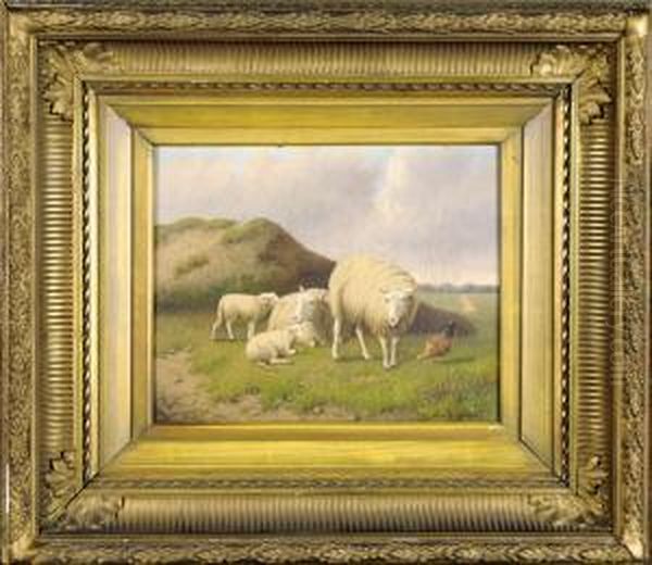 Les Moutons. Oil Painting by Joseph Van Dieghem