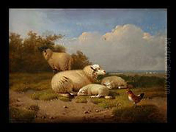 Schafe In Weiter Landschaft Oil Painting by Joseph Van Dieghem