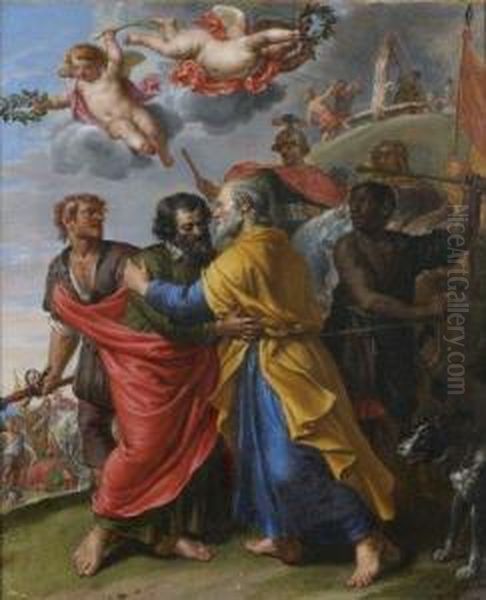 La Derniere Rencontre De Saint Pierre Et Saint Paul. Oil Painting by Abraham Jansz. van Diepenbeeck