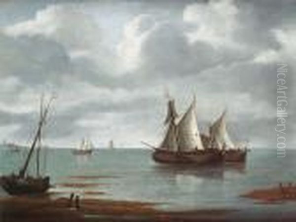 Smalschips In A Calm Oil Painting by Adriaen Van Diest