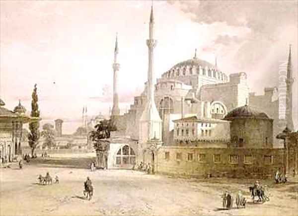 Haghia Sophia plate 17 exterior view of the mosque Oil Painting by Gaspard Fossati