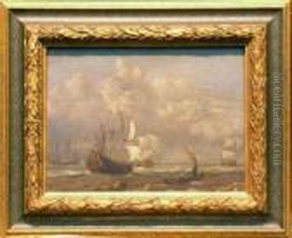 Naval Ships Oil Painting by Willem van Diest