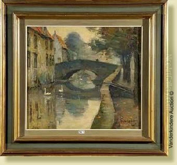 Vue De Bruges Oil Painting by Emile Van Doren