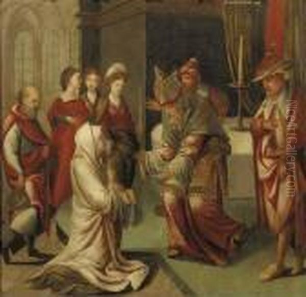 The Presentation In The Temple Oil Painting by Jan van Dornicke