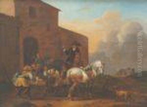 Shoingthe Gentleman's Horse Oil Painting by Simon Johannes van Douw