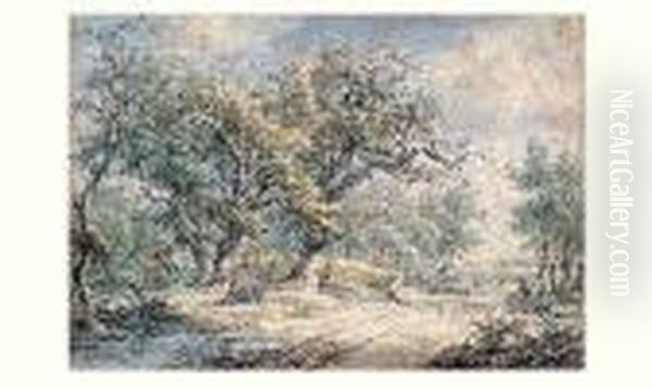 Paysage Boise Oil Painting by Egbert Van Drielst