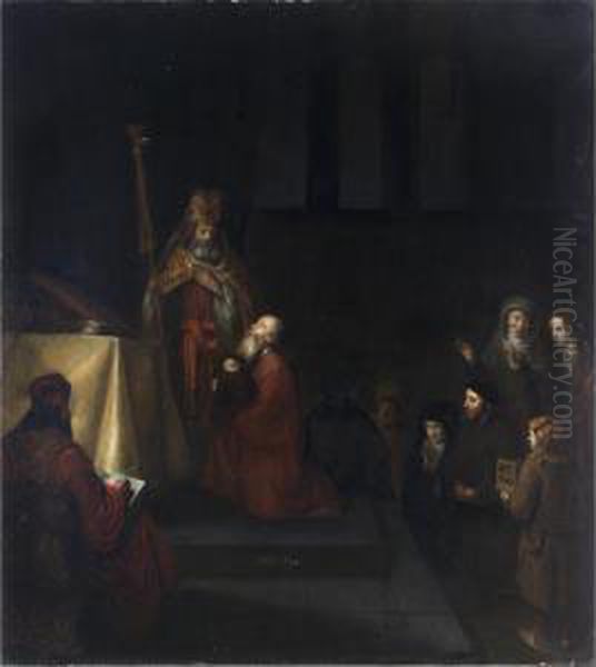 The Presentation In The Temple (luke 2: 22-39) Oil Painting by Abraham van Dijck