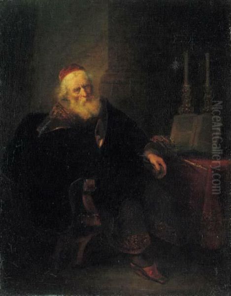 King David In Contemplation Oil Painting by Abraham van Dijck