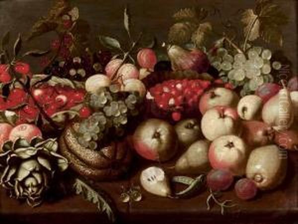 Natura Morta Di Frutta Su Un Tavolo, Con Un Carciofo Oil Painting by Floris Claesz Van Dijck