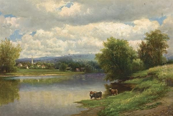 Church In The Distance Oil Painting by Hendrik D. Kruseman Van Elten