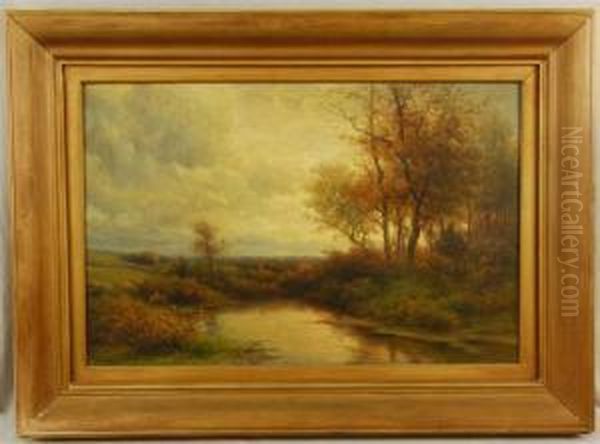 River Landscape Oil Painting by Hendrik D. Kruseman Van Elten