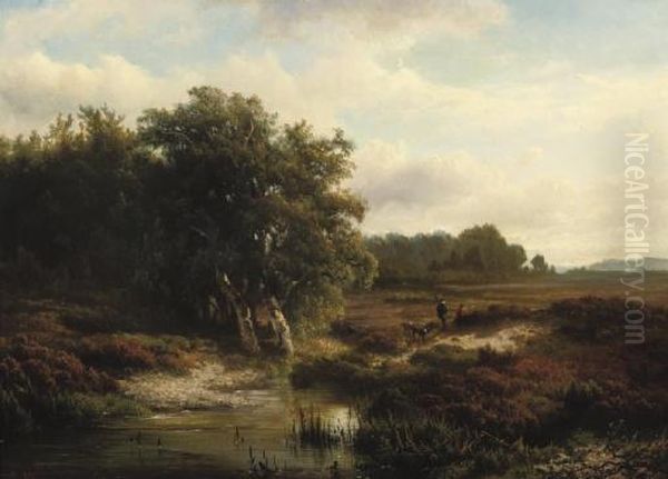 Walking On The Heath Oil Painting by Hendrik D. Kruseman Van Elten