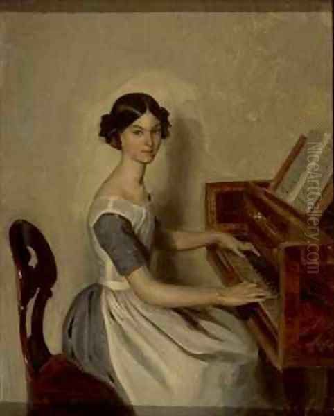 Portrait of Nadezhda P Zhdanovich at the Piano Oil Painting by Pavel Andreevich Fedotov