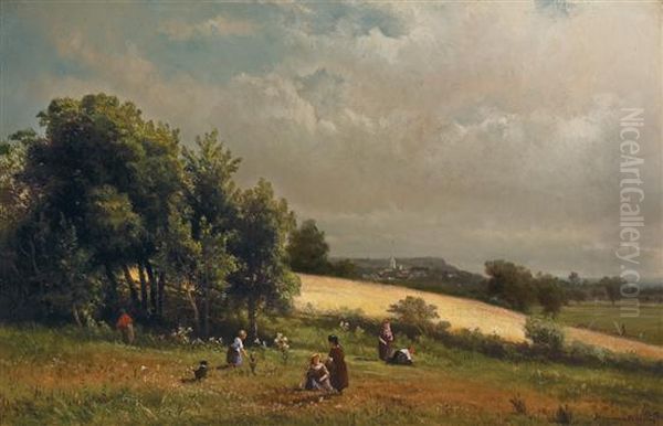 Summer Afternoon Oil Painting by Hendrik D. Kruseman Van Elten