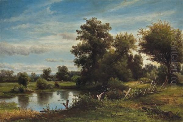 Summer Day By The Brook Oil Painting by Hendrik D. Kruseman Van Elten