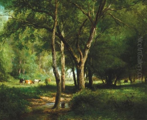 Sunlit Clearing Oil Painting by Hendrik D. Kruseman Van Elten