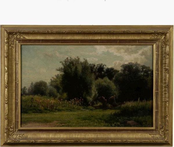 Meadow At The Edge Of The Woods. Oil Painting by Hendrik D. Kruseman Van Elten