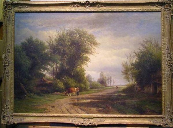 Scene In Holland Oil Painting by Hendrik D. Kruseman Van Elten