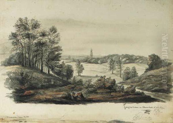 A View Of Arnhem Seen From Klarenbeek Oil Painting by Hendrik D. Kruseman Van Elten