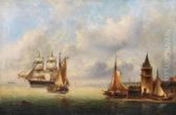 Segler Vor Einem Hafen Oil Painting by Govert Van Emmerik