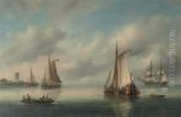 Shipping On A Calm Oil Painting by Govert Van Emmerik