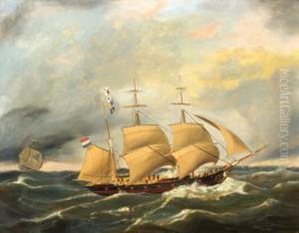 A Ship At Sea Oil Painting by Govert Van Emmerik