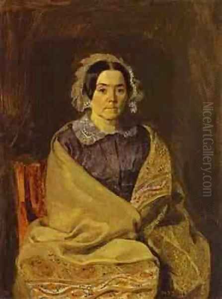 Portrait Of N P Chernyshova 1846-47 Oil Painting by Pavel Andreevich Fedotov