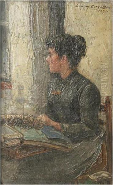 Lace Maker Oil Painting by Louis Van Engelen