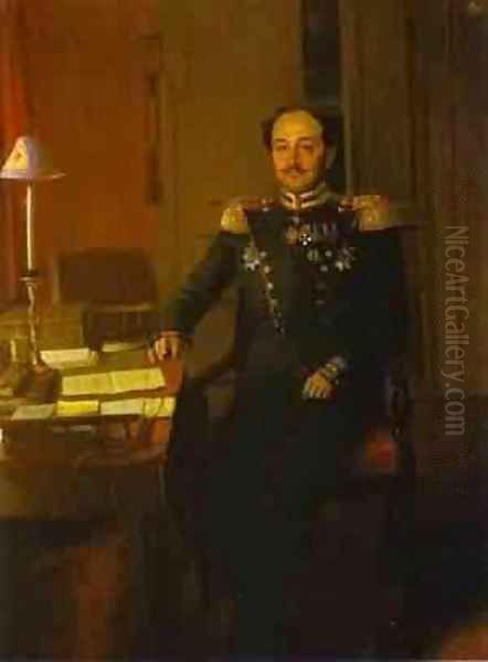 Portrait Of P P Zhdanovich 1846-47 Oil Painting by Pavel Andreevich Fedotov