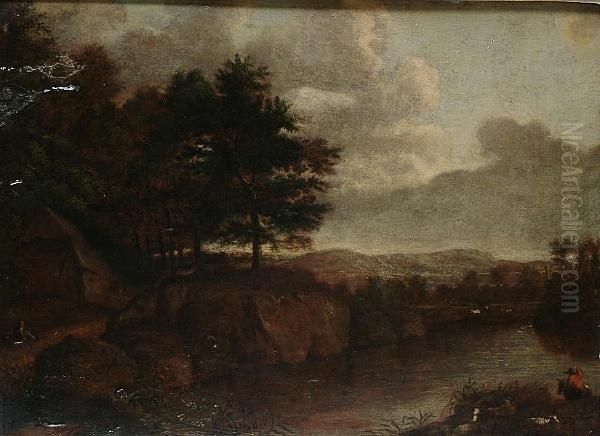 Extensive River Landscape With Cattle And Man On Horseback In The Foreground Oil Painting by Jacob Fopsen van Es