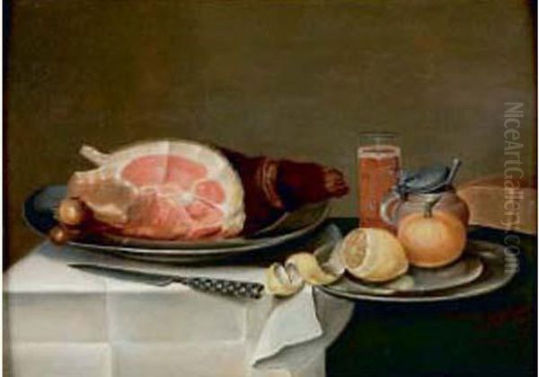 Nature Morte Au Jambon Oil Painting by Jacob Fopsen van Es