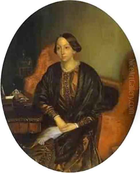 Portrait Of Amalia Legrand 1846-47 Oil Painting by Pavel Andreevich Fedotov