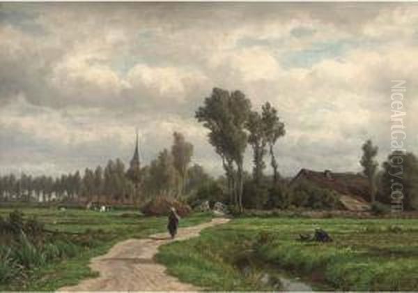 A Figure On A Village Track Oil Painting by Adriaen van Everdingen