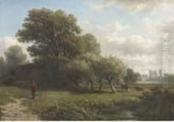 A Traveller In A Wooded Summer Landscape Oil Painting by Adriaen van Everdingen