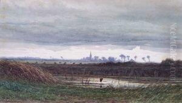 Landschaft, Am Horizont Mit Der Silhouette Eines Ortes Oil Painting by Adriaen van Everdingen