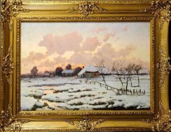 Paysage Enneige Oil Painting by Joseph Van Genegen