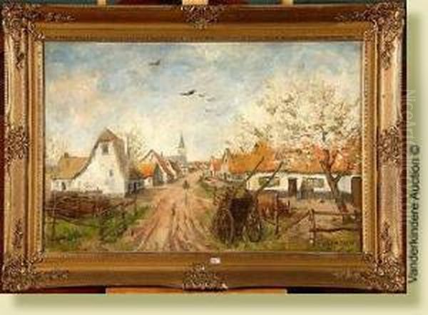 Village En Flandre Oil Painting by Franz Van Genesen