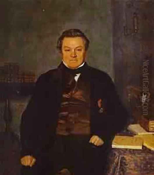 Portrait Of F Ye Yakovlev 1846-47 Oil Painting by Pavel Andreevich Fedotov