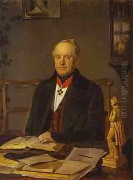 Portrait Of P V Zhdanovich 1846-47 Oil Painting by Pavel Andreevich Fedotov