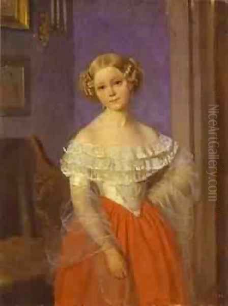 Portrait Of O I Demoncalle 1851 Oil Painting by Pavel Andreevich Fedotov