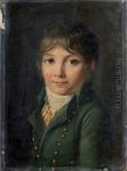 Portrait De Jeune Garcon En Redingote Verte by Henri Nicolas Van Gorp