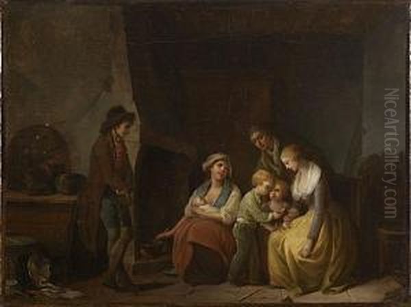 Scenes De Vie De Famille Oil Painting by Henri Nicolas Van Gorp