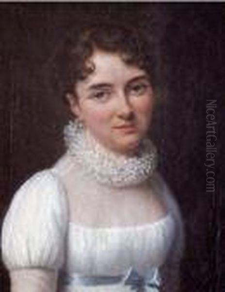 Portrait De Jeune Fille. Oil Painting by Henri Nicolas Van Gorp