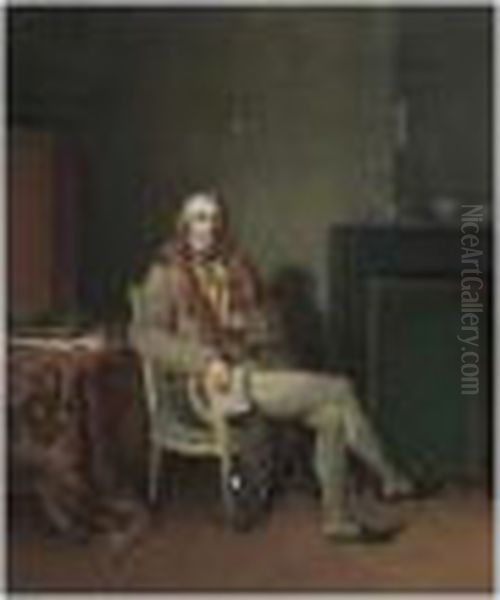 Portrait D'homme Assis Dans Un Interieur Lisant La Gazette Nationale Oil Painting by Henri Nicolas Van Gorp