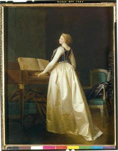 A Lady Playing The Virginals Oil Painting by Henri Nicolas Van Gorp