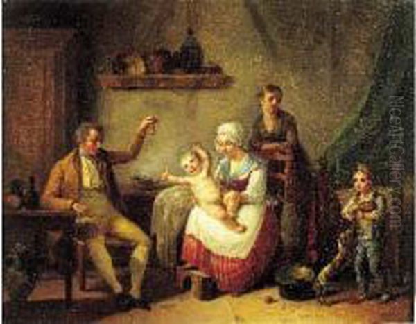 L'heureuse Famille Oil Painting by Henri Nicolas Van Gorp